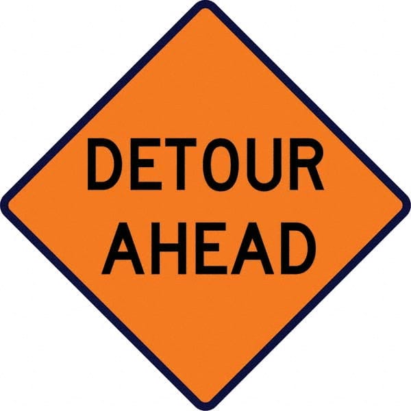 VizCon - "Detour Ahead," 36" Wide x 36" High Vinyl Construction Roadway Sign - Benchmark Tooling