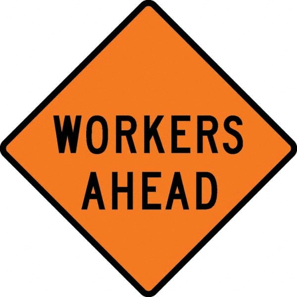 VizCon - "Men Working," 48" Wide x 48" High Vinyl Construction Roadway Sign - Benchmark Tooling