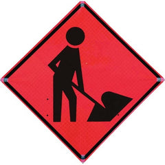 VizCon - "Road Construction Ahead," 36" Wide x 36" High Vinyl Construction Roadway Sign - Benchmark Tooling