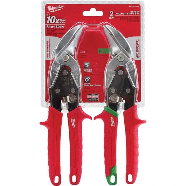 Milwaukee Tool - Snip & Shear Sets Type: Aviation Snip Set Pattern: Left; Right - Benchmark Tooling