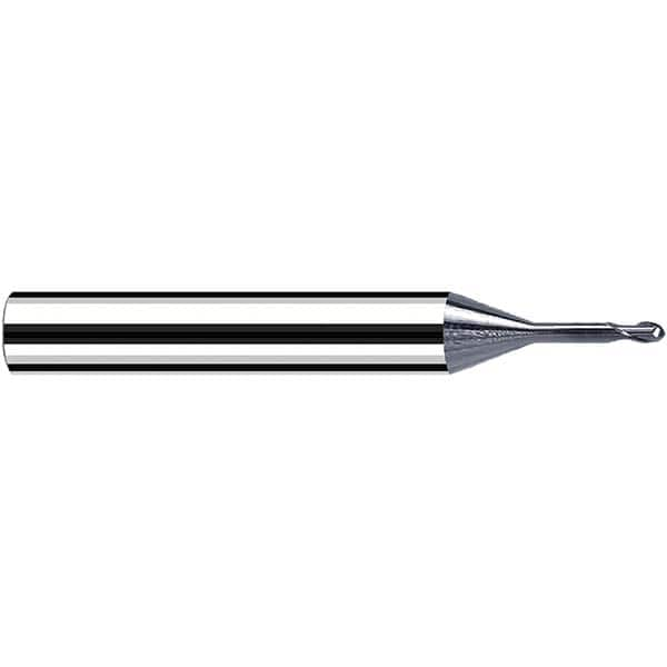 Fraisa - 0.8mm Diam, 0.8mm LOC, 2 Flute Solid Carbide Ball End Mill - Benchmark Tooling