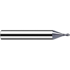 Fraisa - 0.3mm Diam, 0.3mm LOC, 2 Flute Solid Carbide Ball End Mill - Benchmark Tooling