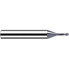 Fraisa - 0.5mm Diam, 0.5mm LOC, 2 Flute Solid Carbide Ball End Mill - Benchmark Tooling