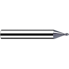 Fraisa - 0.2mm Diam, 0.2mm LOC, 2 Flute Solid Carbide Ball End Mill - Benchmark Tooling