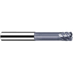 Corner Radius End Mill: 0.3937″ Dia, 4 Flutes, Solid Carbide 45 ° Helix, Polychrome Coated, Corner Radius End, Centercutting, Series Multispeed