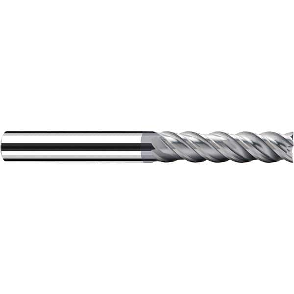 Square End Mill: 5/8'' Dia, 2-1/2'' LOC, 5/8'' Shank Dia, 5'' OAL, 4 Flutes, Solid Carbide Single End, Polychrom Finish, Spiral Flute, 45 ™ Variable Helix, Centercutting, RH Cut, RH Flute, Series NB-NVD