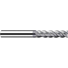 Square End Mill: 5/8'' Dia, 2-1/2'' LOC, 5/8'' Shank Dia, 5'' OAL, 4 Flutes, Solid Carbide Single End, Polychrom Finish, Spiral Flute, 45 ™ Variable Helix, Centercutting, RH Cut, RH Flute, Series NB-NVD