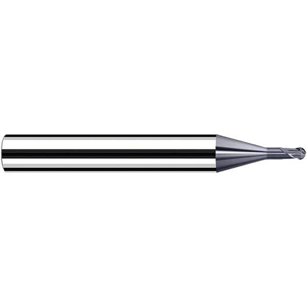 Fraisa - 0.6mm Diam, 3.6mm LOC, 2 Flute Solid Carbide Ball End Mill - Benchmark Tooling