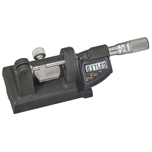 Starrett - Electronic Bench Micrometers Minimum Measurement (Inch): 0.00 Minimum Measurement (mm): 0.00 - Benchmark Tooling