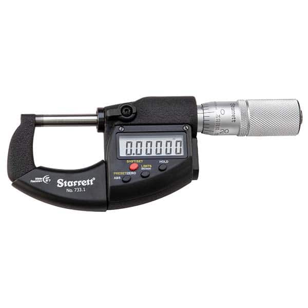 Starrett - Electronic Outside Micrometer Sets Minimum Measurement (Inch): 0 Minimum Measurement (mm): 0 - Benchmark Tooling