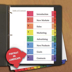 UNIVERSAL - Tabs, Indexes & Dividers Indexes & Divider Type: Preprinted Numeric Size: 8-1/2 x 11 - Benchmark Tooling