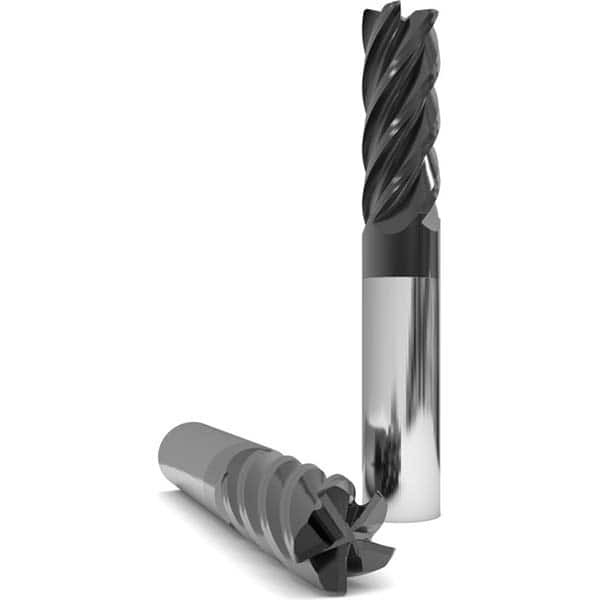 Corner Radius End Mill: 5/16″ Dia, 0.812″ LOC, 0.015″ Radius, 5 Flutes, Solid Carbide 2-1/2″ OAL, 5/16″ Shank Dia, 38 ° Helix, nACo Coated, Corner Radius End, Centercutting, Series 1035