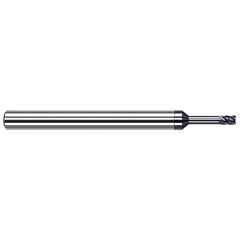 Corner Radius End Mill: 0.047″ Dia, 0.071″ LOC, 0.01″ Radius, 5 Flutes, Solid Carbide 2-1/2″ OAL, 1″ Shank Dia, Helix, AlTiN Nano Coated, Corner Radius End, Centercutting