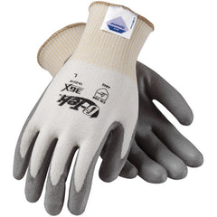 ‎19-D310/XS Coated Gloves - G-Tek 3GX Dyneema Diamond - 13G White Shell -  Gray PU Smooth Grip -  A3