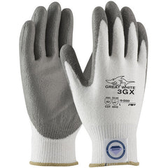 ‎19-D322/XL Coated Gloves - Great White 3GX Dyneema Diamond - 13G White Shell - Gray PU Smooth Grip - A3 - Exact Industrial Supply