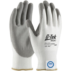 19-D330/XS Coated Gloves - G-Tek 3GX Dyneema Diamond - White 13G Shell - Gray PU Smooth Grip - A4 - Exact Industrial Supply