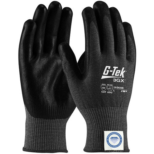 19-D534B/S Coated Gloves - G-Tek 3GX Dyneema Diamond - Black 13G - Nitrile Foam - Touchscreen - A4