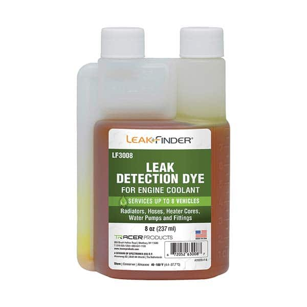 Leak Finder - Automotive Leak Detection Dyes Applications: Coolant Container Size: 8 oz. - Benchmark Tooling