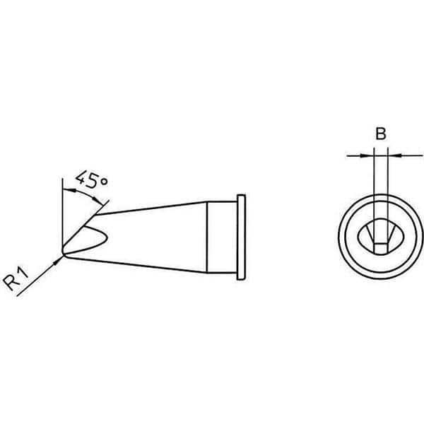 Weller - Soldering Iron Tips; Type: Bevel Cut ; For Use With: WSP150 ; Point Size: 1.8000 (Decimal Inch); Tip Diameter: 5.000 (Inch); Tip Diameter: 5.000 (mm) - Exact Industrial Supply