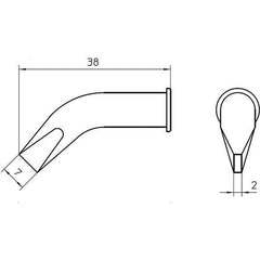 Weller - Soldering Iron Tips; Type: Bent Chisel ; For Use With: WSP150? ; Point Size: 2.0000 (Decimal Inch); Tip Diameter: 7.000 (Inch); Tip Diameter: 7.000 (mm) - Exact Industrial Supply