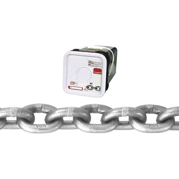 Campbell - Welded Chain; Chain Grade: 43 ; Trade Size: 5/16 ; Load Capacity (Lb.): 3900.000 ; Finish/Coating: Bright ; Type: Welded ; Length (Feet): 60 - Exact Industrial Supply