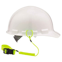 3157 Lime Coil Hard Hat Lanyard With Buckle - Benchmark Tooling