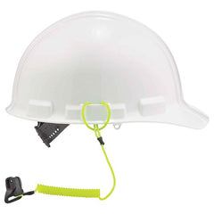 3158 Lime Coil Hard Hat Lanyard With Clamp - Benchmark Tooling