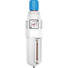 FRL Combination Unit: 1/2 NPT, Standard with Pressure Gauge 91.81 SCFM, 215 Max psi, Aluminum Bowl, Semi-Automatic Drain