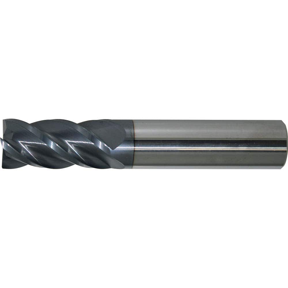 Square End Mill: 3/16'' Dia, 3/8'' LOC, 3/16'' Shank Dia, 2'' OAL, 4 Flutes, Solid Carbide Single End, AlTiN+ Finish, Spiral Flute, 40 ° Helix, Centercutting, RH Cut, RH Flute, Series 6/44