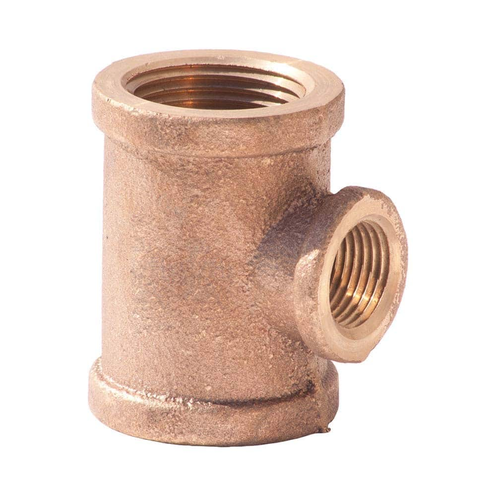 Industrial Pipe Fitting: 2 x 2 x 1/2″ Female Thread, Female NPT Leaded Brass