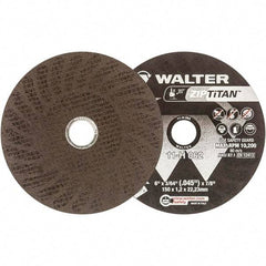 WALTER Surface Technologies - 6" Aluminum Oxide Cutoff Wheel - 3/64" Thick, 7/8" Arbor, 10,200 Max RPM, Use with Die Grinders - Benchmark Tooling