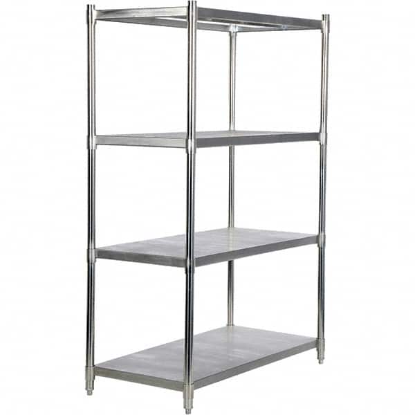 Vestil - 4 Shelf Steel Shelving - 600 Lb Capacity, 24" Wide x 74" High x 48" Deep, Stainless Steel - Benchmark Tooling