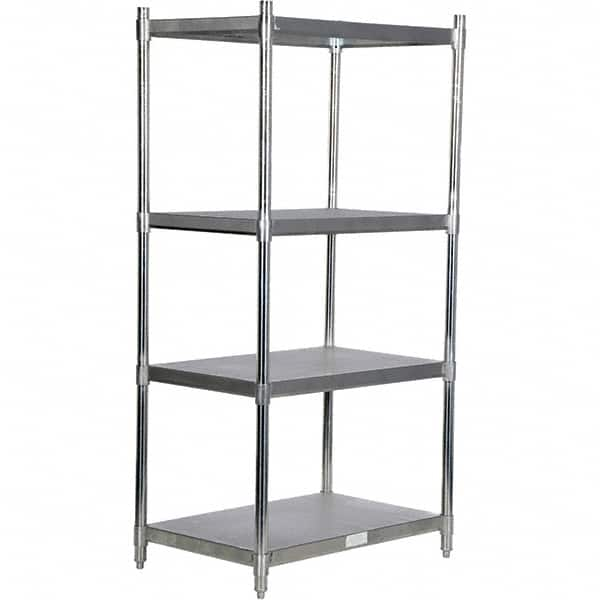 Vestil - 4 Shelf Steel Shelving - 600 Lb Capacity, 24" Wide x 74" High x 36" Deep, Stainless Steel - Benchmark Tooling