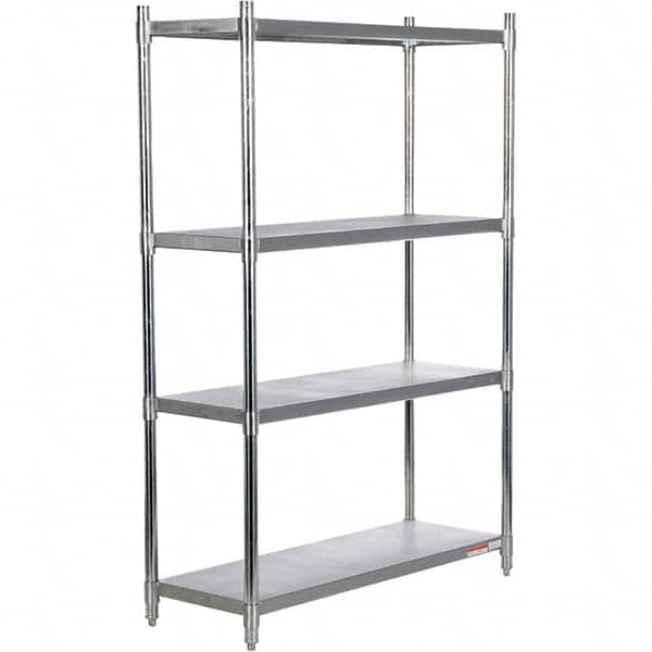 Vestil - 4 Shelf Steel Shelving - 600 Lb Capacity, 18" Wide x 74" High x 48" Deep, Stainless Steel - Benchmark Tooling