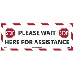 NMC - "STOP! - Please Wait Here for Assistance" Adhesive-Backed Floor Sign - Benchmark Tooling