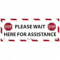 NMC - "STOP! - Please Wait Here for Assistance" Adhesive-Backed Floor Sign - Benchmark Tooling