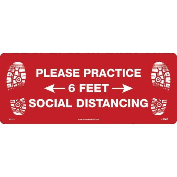 NMC - "Please Practice Social Distancing" Adhesive-Backed Floor Sign - Benchmark Tooling