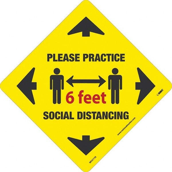 NMC - "Please Practice Social Distancing" Adhesive-Backed Floor Sign - Benchmark Tooling