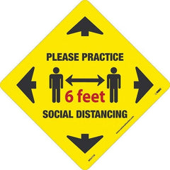 NMC - "Please Practice Social Distancing" Adhesive-Backed Floor Sign - Benchmark Tooling