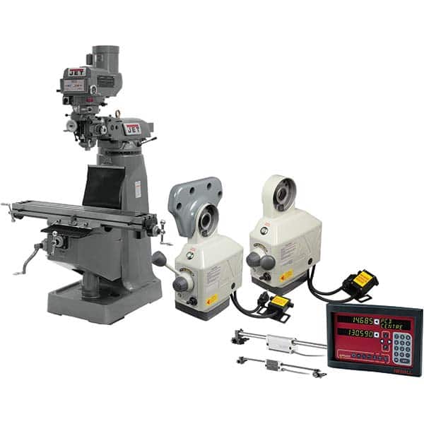 Jet - Knee Milling Machines Spindle Speed Control: Variable Speed Pulley Table Length (Inch): 49 - Benchmark Tooling
