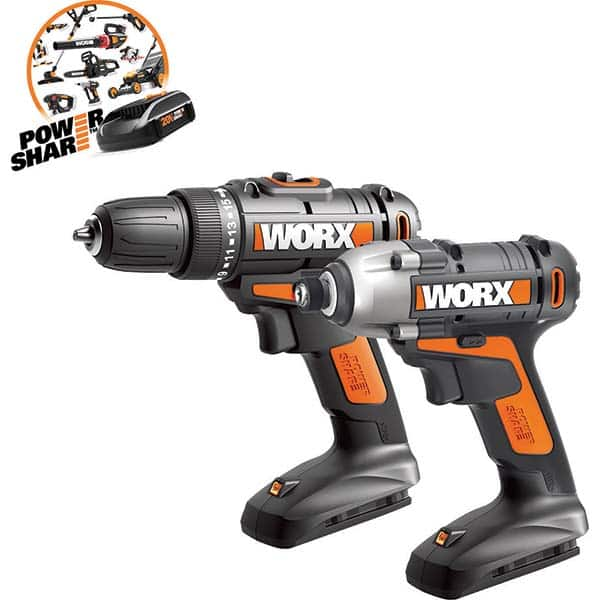 Worx - Cordless Tool Combination Kits Voltage: 20 Tools: Impact Driver; Drill/Driver - Benchmark Tooling