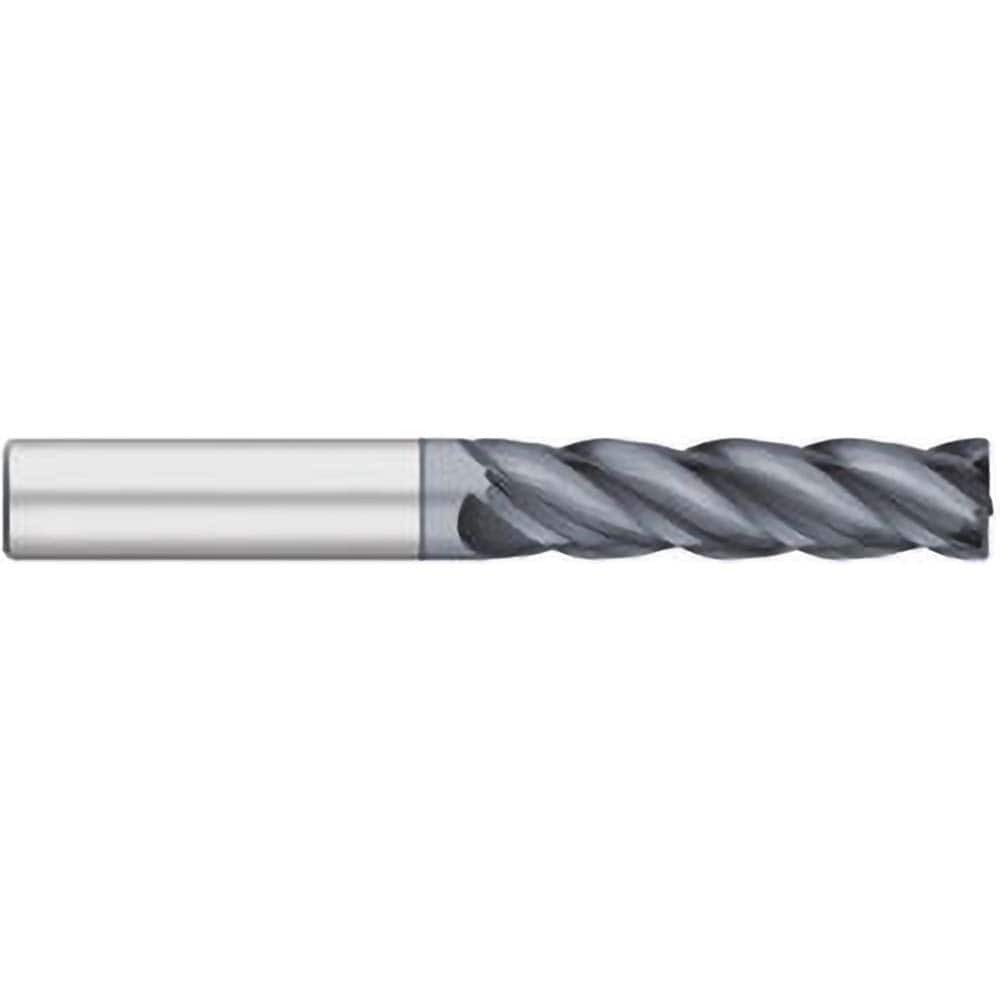 Corner Radius End Mill: 1/4″ Dia, 1-1/8″ LOC, 1/64″ Radius, 4 Flutes, Solid Carbide 3″ OAL, 1/4″ Shank Dia, 38 ° Helix, AlCromax Coated, Corner Radius End, Centercutting