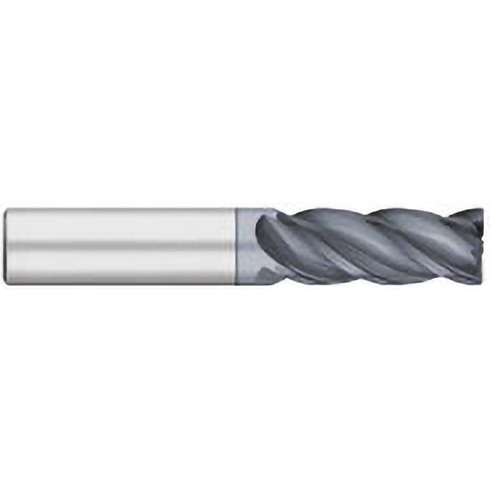 Corner Radius End Mill: 1″ Dia, 2″ LOC, 1/4″ Radius, 4 Flutes, Solid Carbide 4″ OAL, 1″ Shank Dia, 38 ° Helix, AlCromax Coated, Corner Radius End, Centercutting