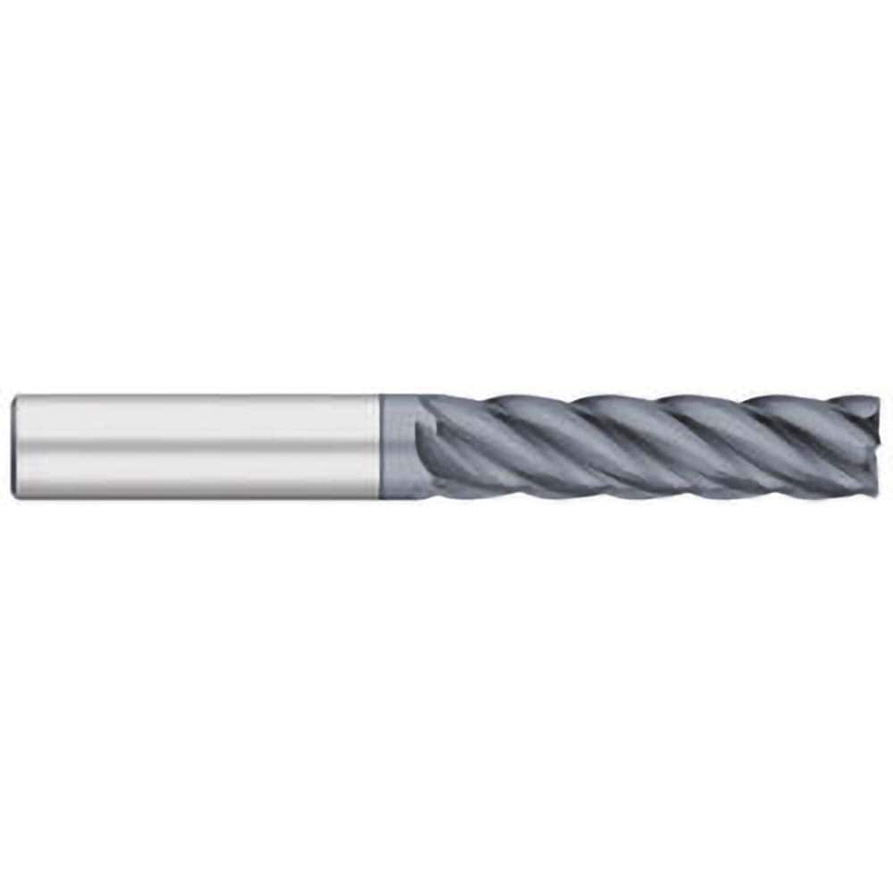 Corner Radius End Mill: 1/4″ Dia, 1-1/8″ LOC, 1/64″ Radius, 5 Flutes, Solid Carbide 3″ OAL, 1/4″ Shank Dia, 38 ° Helix, AlCromax Coated, Corner Radius End, Centercutting