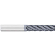 Corner Radius End Mill: 1/4″ Dia, 1-1/8″ LOC, 1/64″ Radius, 5 Flutes, Solid Carbide 3″ OAL, 1/4″ Shank Dia, 38 ° Helix, AlCromax Coated, Corner Radius End, Centercutting