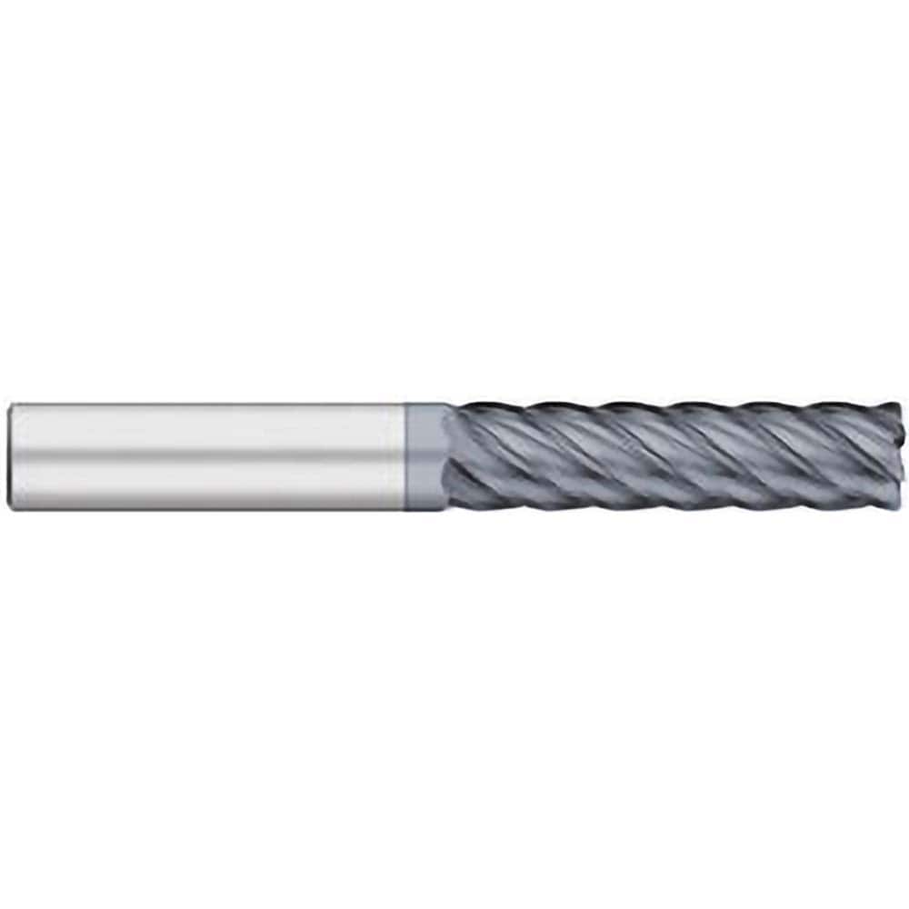 Corner Radius End Mill: 3/4″ Dia, 2-1/4″ LOC, 0.06″ Radius, 6 Flutes, Solid Carbide 5″ OAL, 3/4″ Shank Dia, 38 ° Helix, AlCromax Coated, Corner Radius End, Centercutting