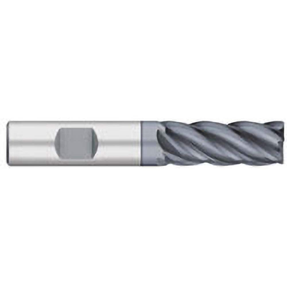 Corner Radius End Mill: 1″ Dia, 2″ LOC, 0.06″ Radius, 5 Flutes, Solid Carbide 4″ OAL, 1″ Shank Dia, 38 ° Helix, AlCromax Coated, Corner Radius End, Centercutting