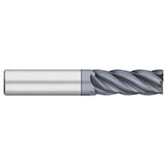 Corner Radius End Mill: 1/8″ Dia, 1/2″ LOC, 0.03″ Radius, 5 Flutes, Solid Carbide 2″ OAL, 1/8″ Shank Dia, 38 ° Helix, AlCromax Coated, Corner Radius End, Centercutting