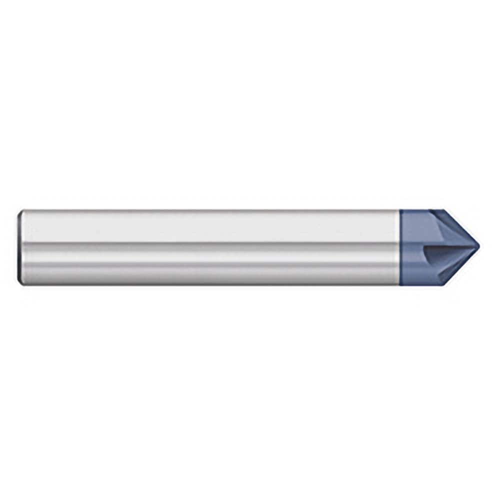 Titan USA - Chamfer Mills; Cutter Head Diameter (Inch): 3/8 ; Included Angle B: 45 ; Included Angle A: 90 ; Chamfer Mill Material: Solid Carbide ; Chamfer Mill Finish/Coating: AlTiN ; Overall Length (Inch): 2-1/2 - Exact Industrial Supply