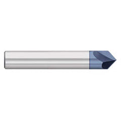 Titan USA - Chamfer Mills; Cutter Head Diameter (Inch): 3/8 ; Included Angle B: 45 ; Included Angle A: 90 ; Chamfer Mill Material: Solid Carbide ; Chamfer Mill Finish/Coating: AlTiN ; Overall Length (Inch): 2-1/2 - Exact Industrial Supply